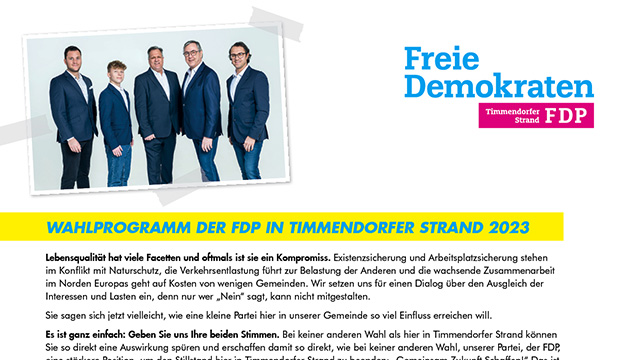 Wahlprogramm Kommunalwahl FDP Timmendorfer Strand